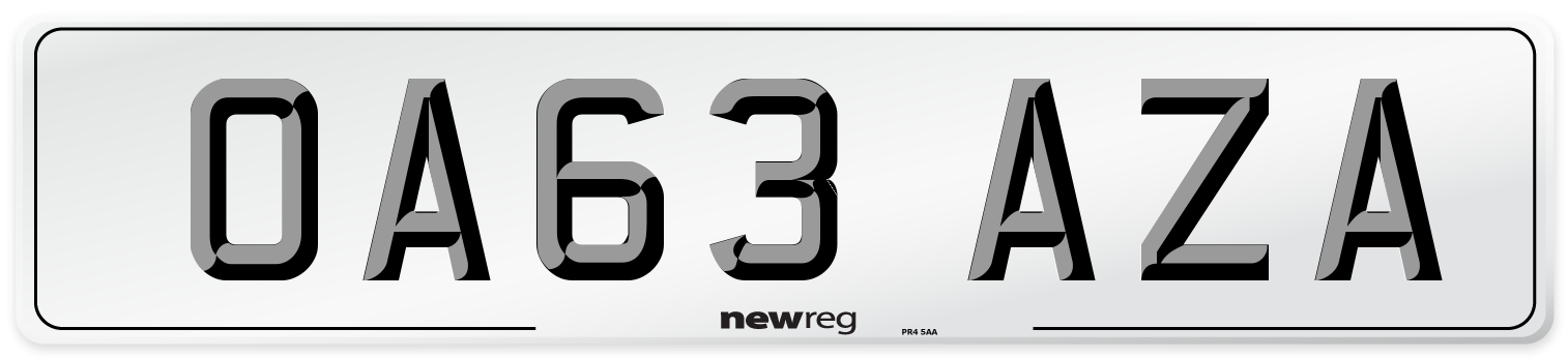 OA63 AZA Number Plate from New Reg